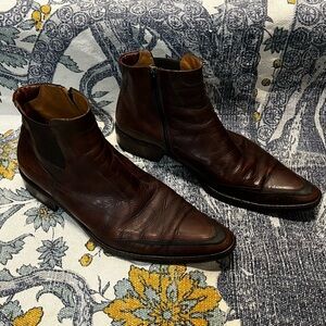Ernesto Dolani Handmade Italian Men's Brown Leather Ankle Boots